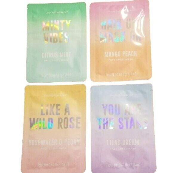 Simple Pleasures Face Mask Sheet 4 Piece Mask Set NWT - Picture 1 of 5